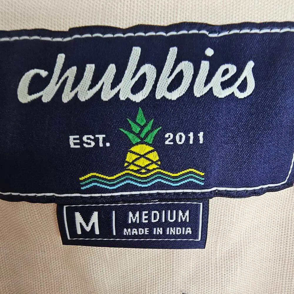 Chubbies Mens Linen Shirt M Resortwear Tropical Hawaiian Beach Vacation Summer
